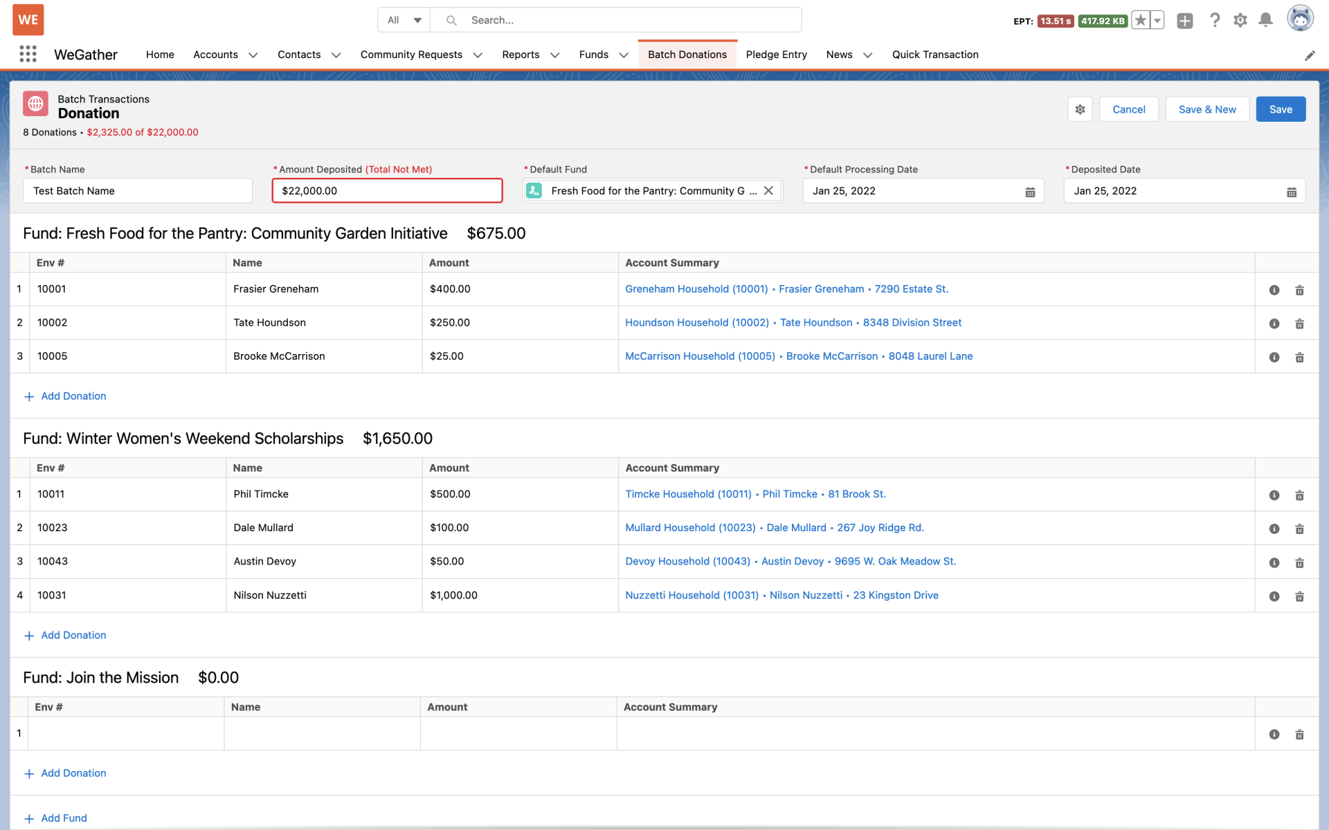 Batch Transactions | Donation